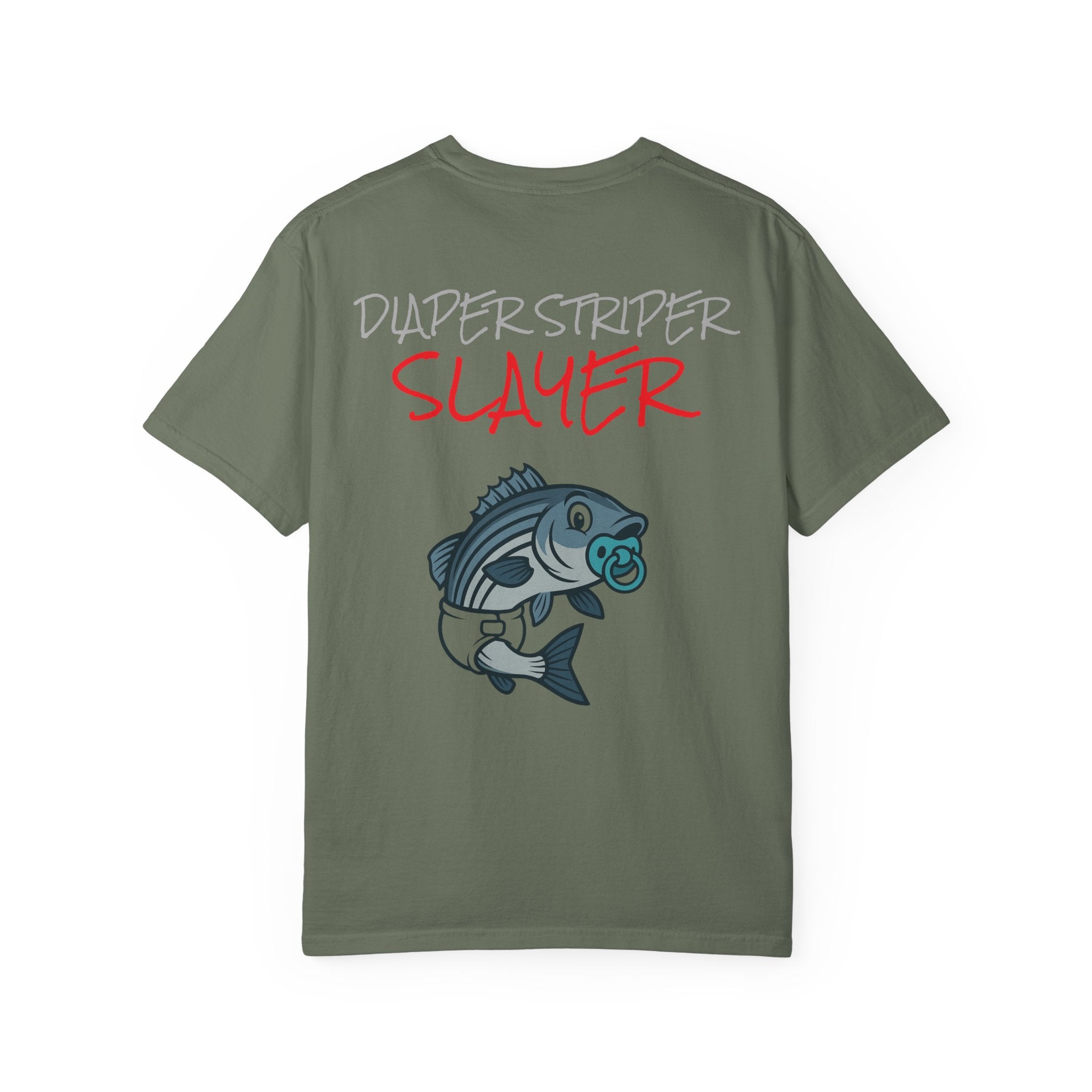 Funny fishing diaper striper slayer tee