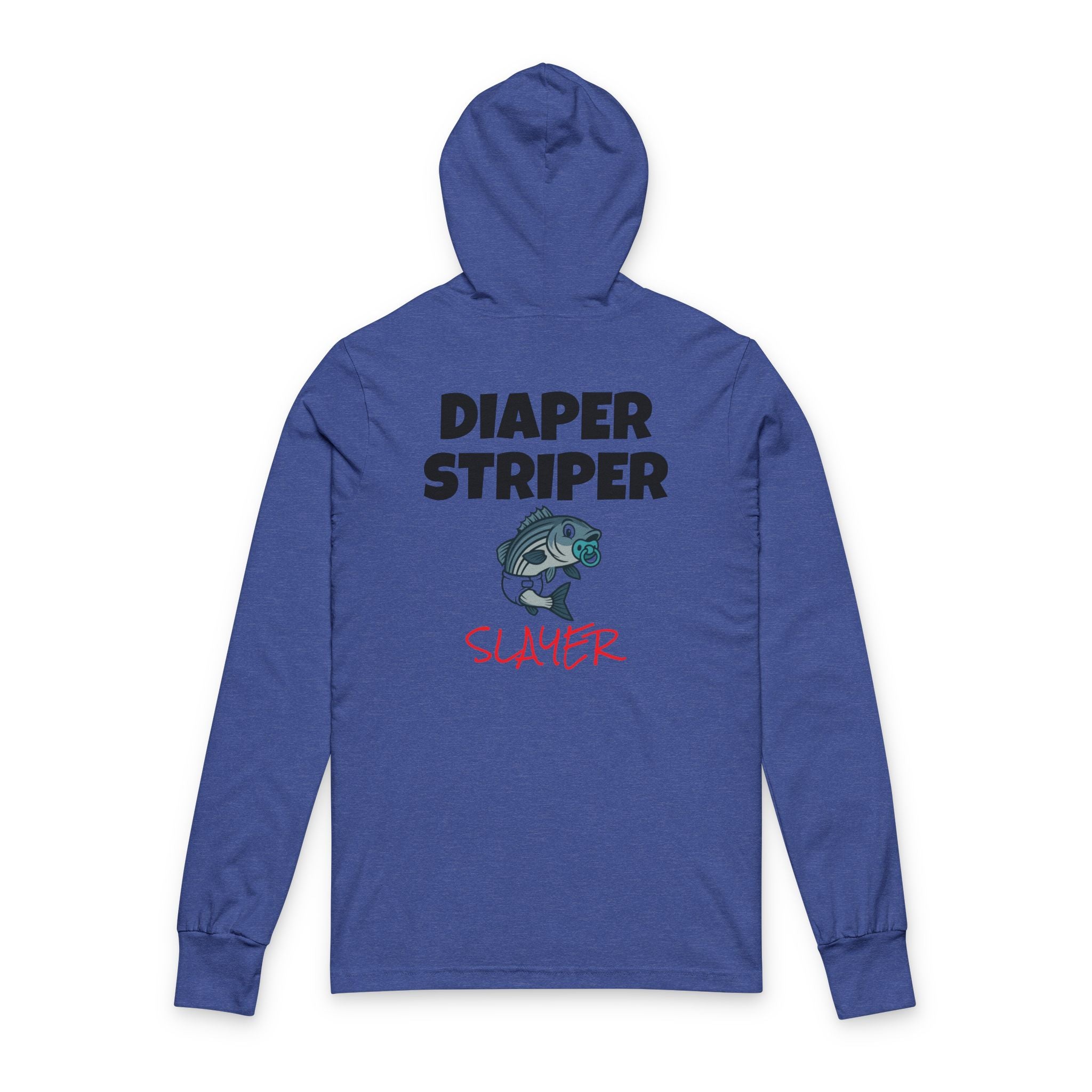 Funny fishing diaper striper slayer hooded long sleeve tee