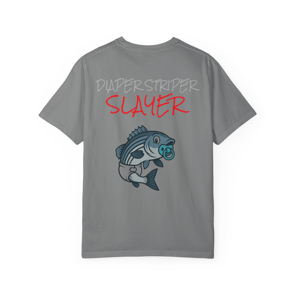 Funny fishing diaper striper slayer tee