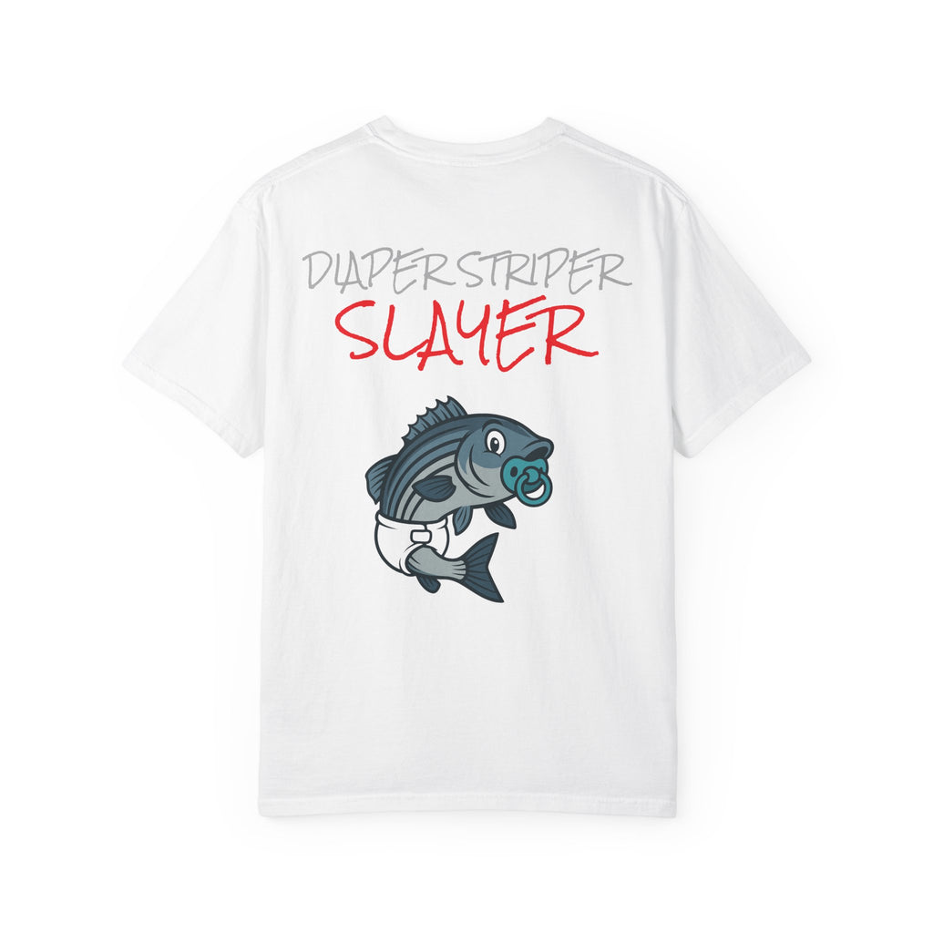 Funny fishing diaper striper slayer tee