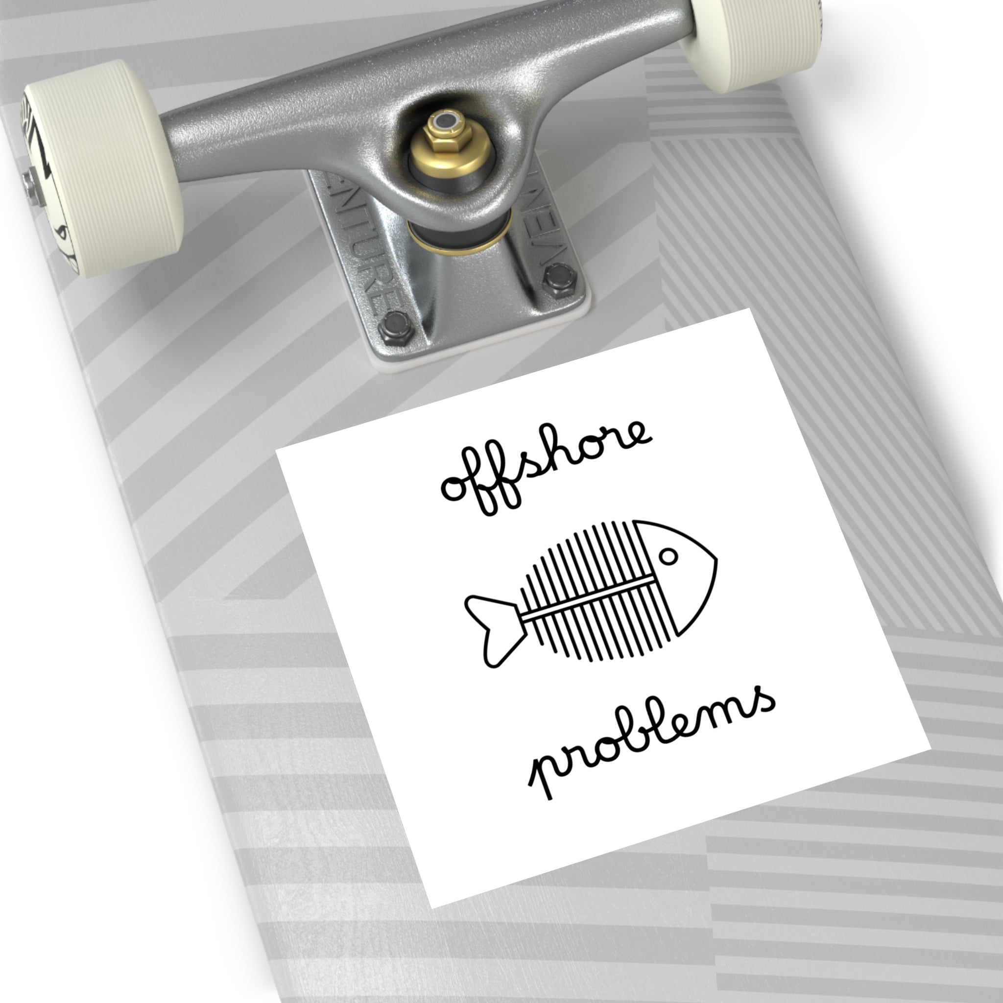 Funny fishing skeleton fish offshore problems sticker