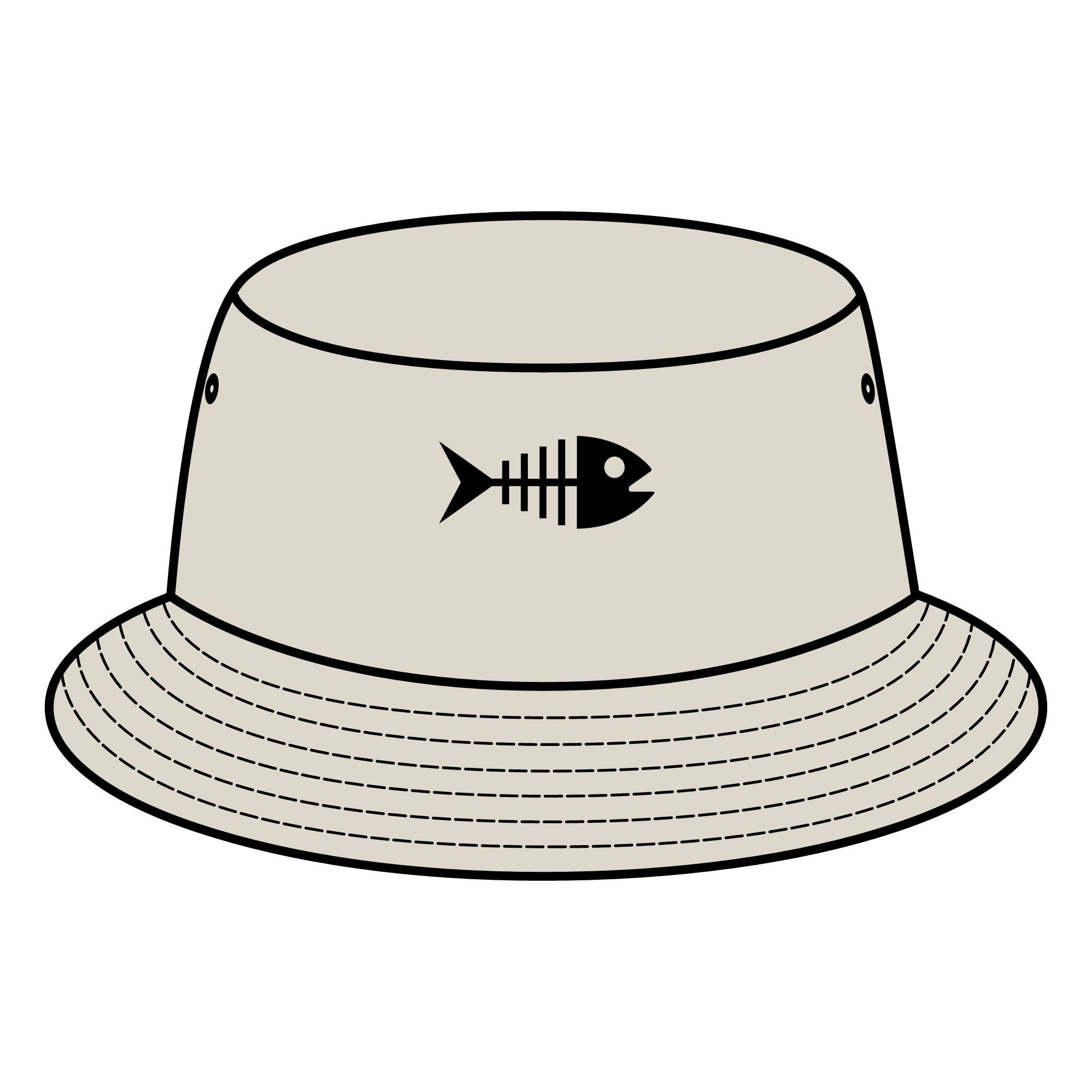 Funny fishing skeleton fish bucket hat