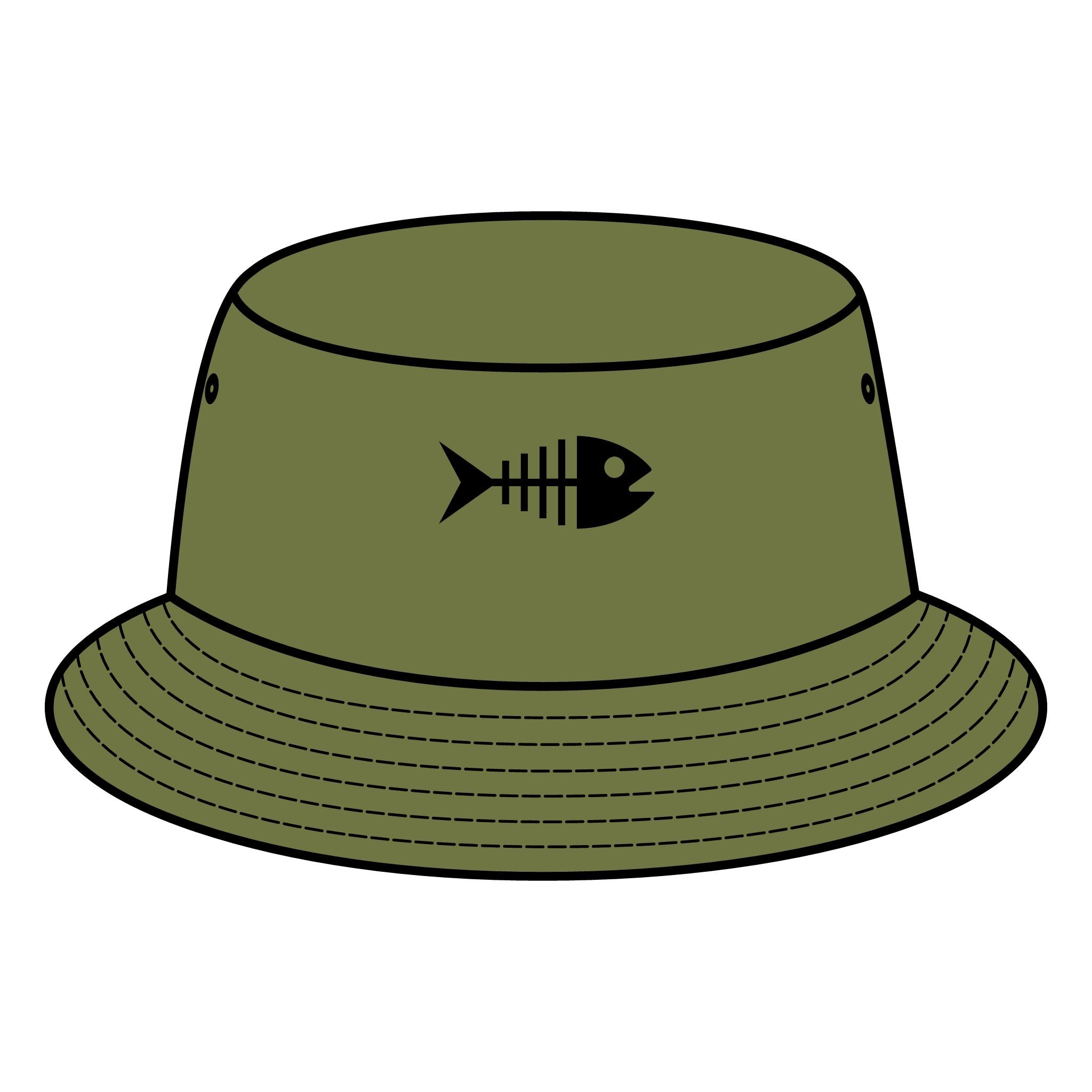 Funny fishing skeleton fish bucket hat