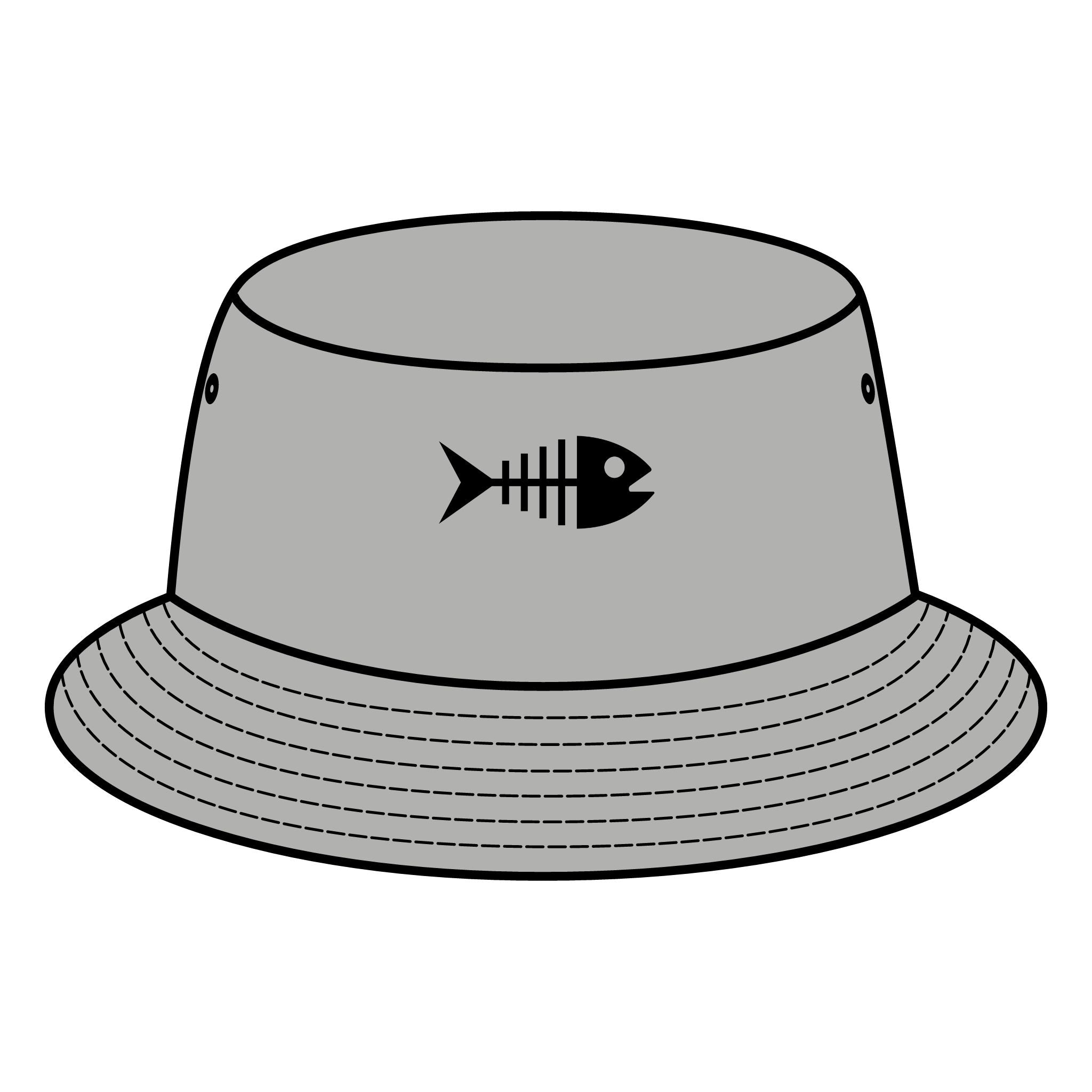 Funny fishing skeleton fish bucket hat