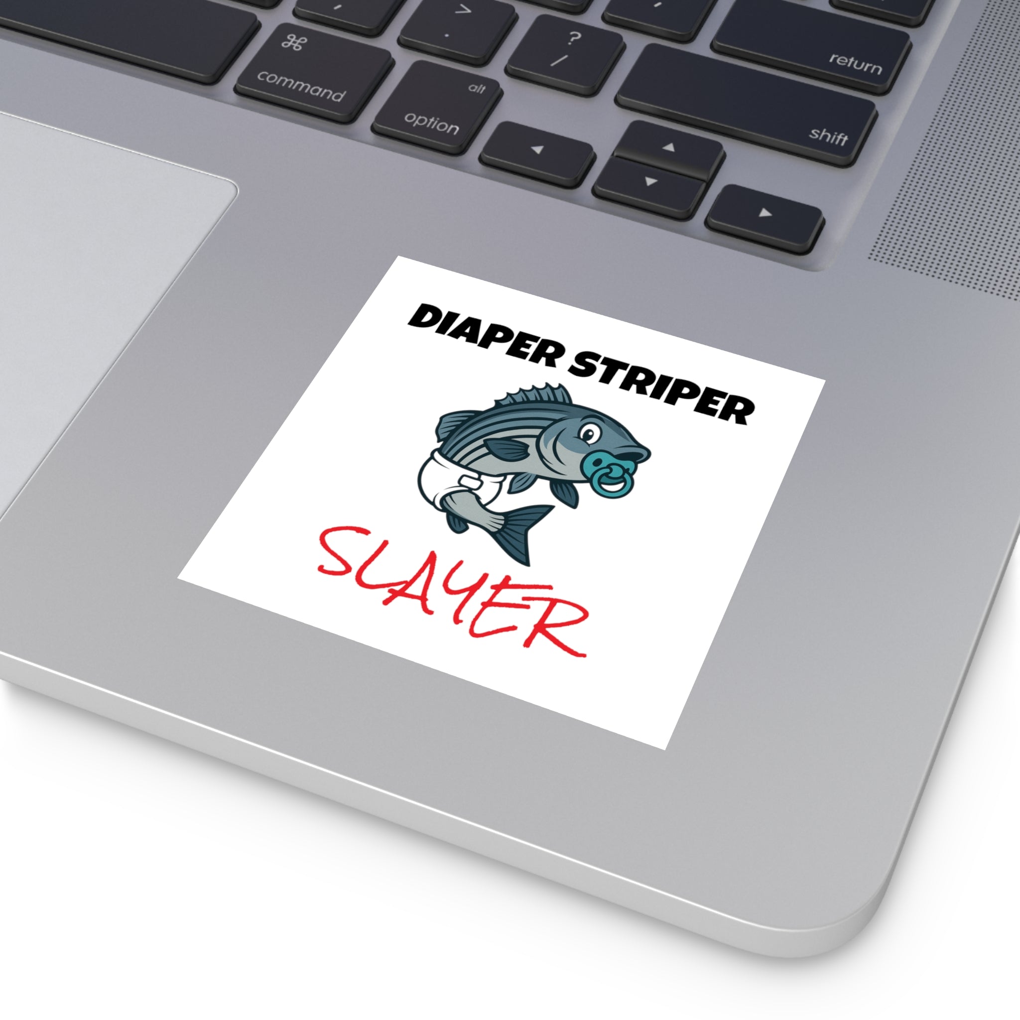 Funny fishing diaper striper slayer sticker
