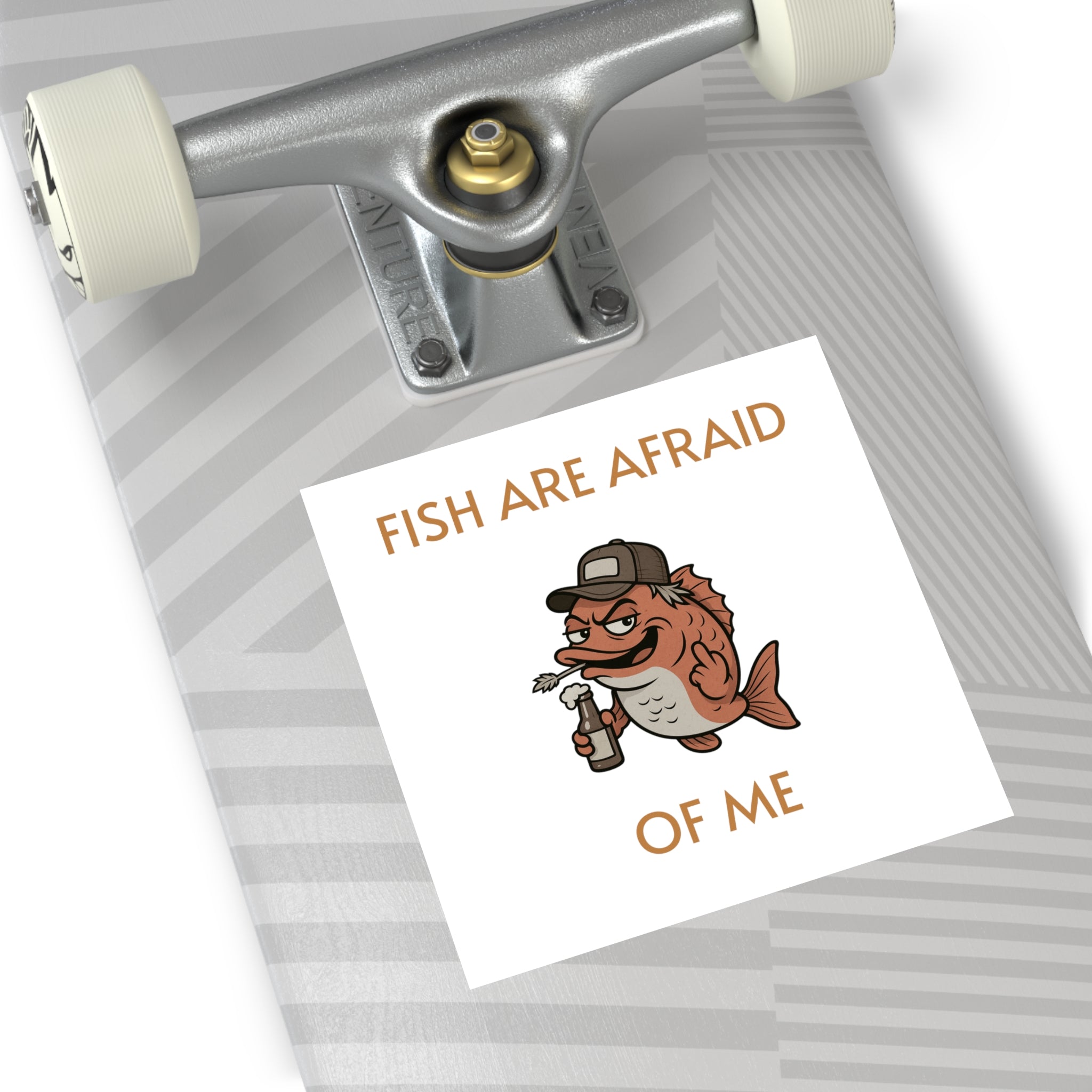 Funny fishing fish are afraid of me sticker