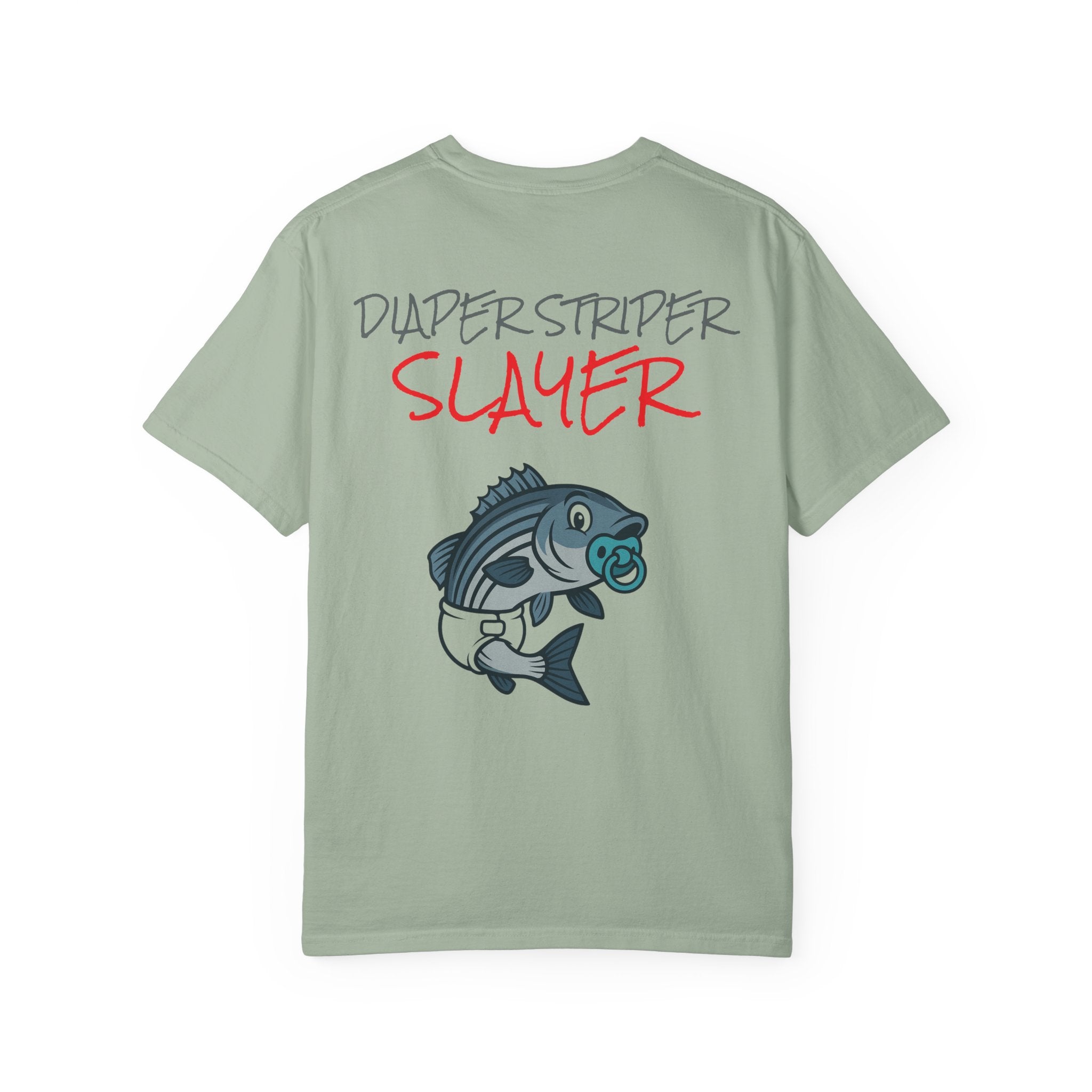 Funny fishing diaper striper slayer tee