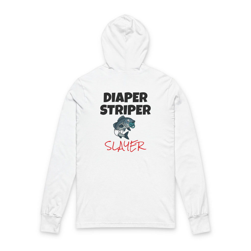 Funny fishing diaper striper slayer hooded long sleeve tee