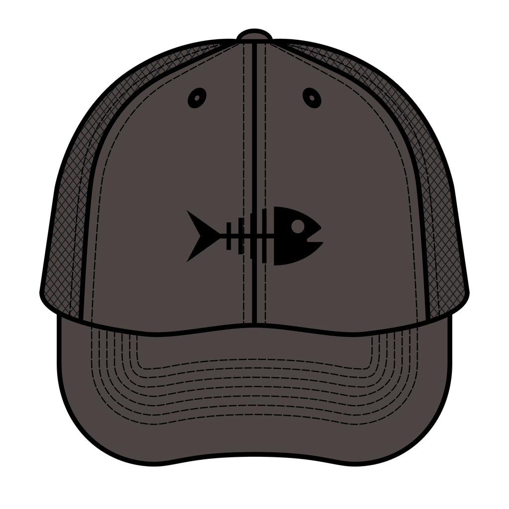 Funny fishing skeleton fish retro trucker hat