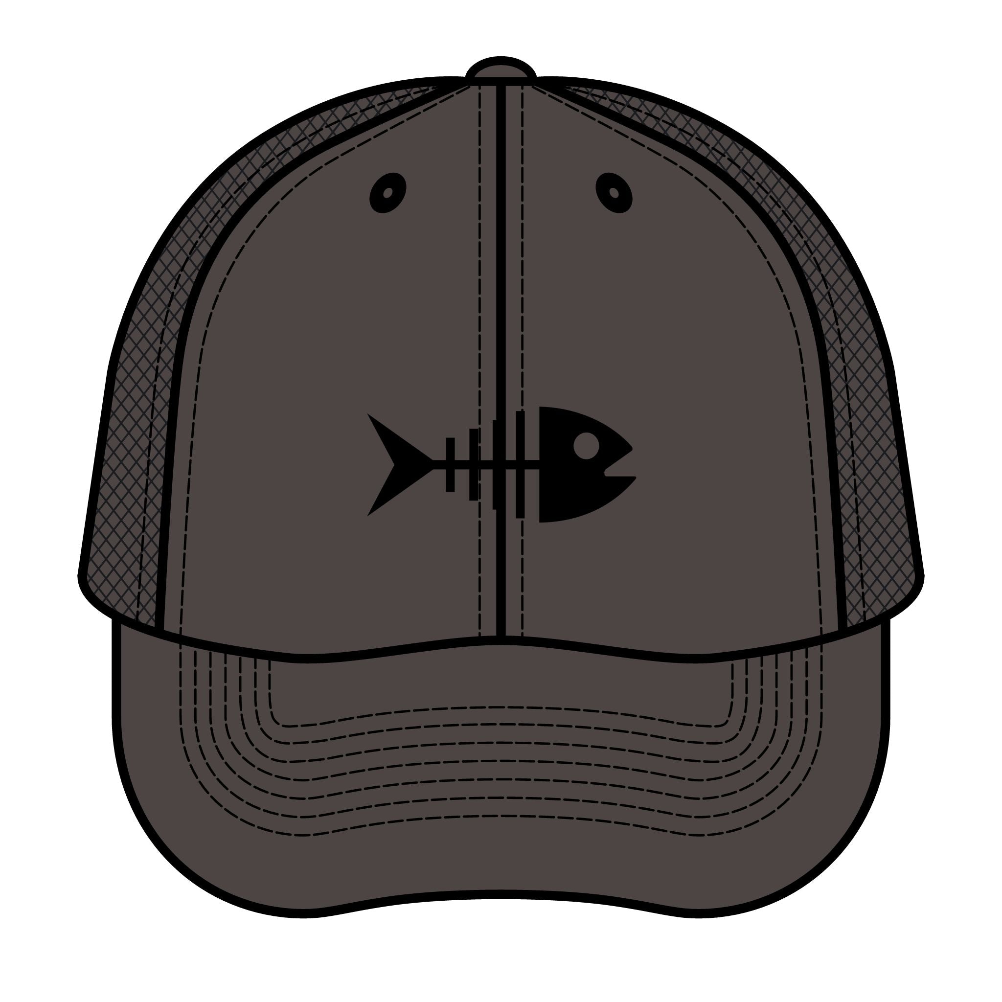 Funny fishing skeleton fish retro trucker hat