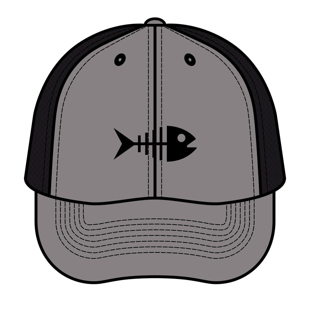 Funny fishing skeleton fish retro trucker hat