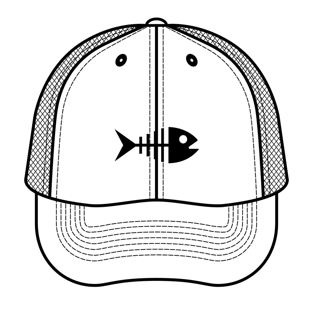 Funny fishing skeleton fish retro trucker hat