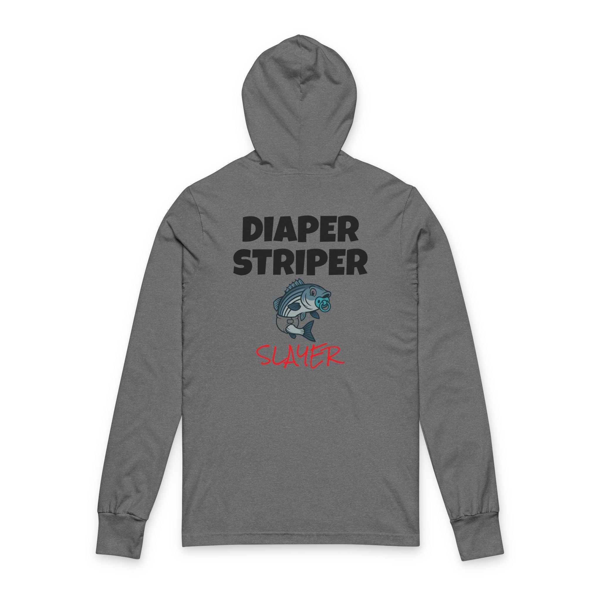 Funny fishing diaper striper slayer hooded long sleeve tee
